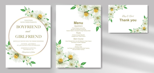 Vector elegant floral template wedding card watercolor