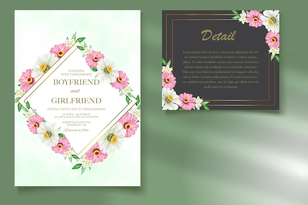 Elegant floral template wedding card watercolor