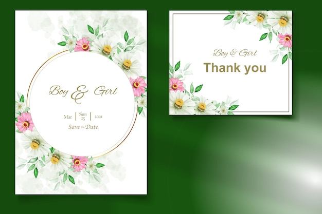 Elegant floral template wedding card watercolor