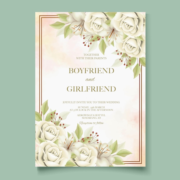 Elegant floral template wedding card