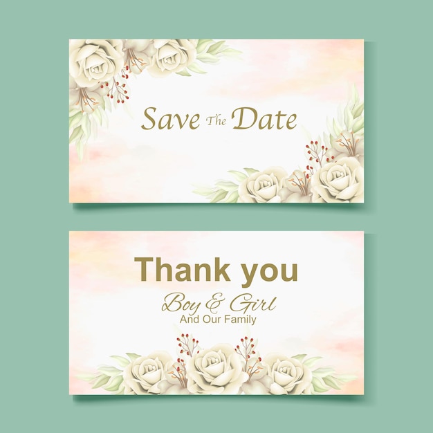 Vector elegant floral template wedding card