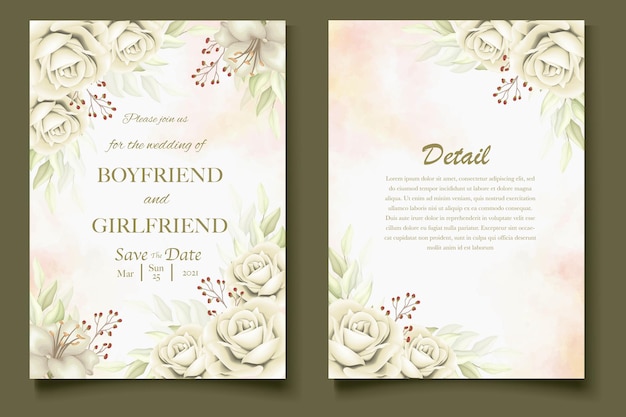 Elegant floral template wedding card