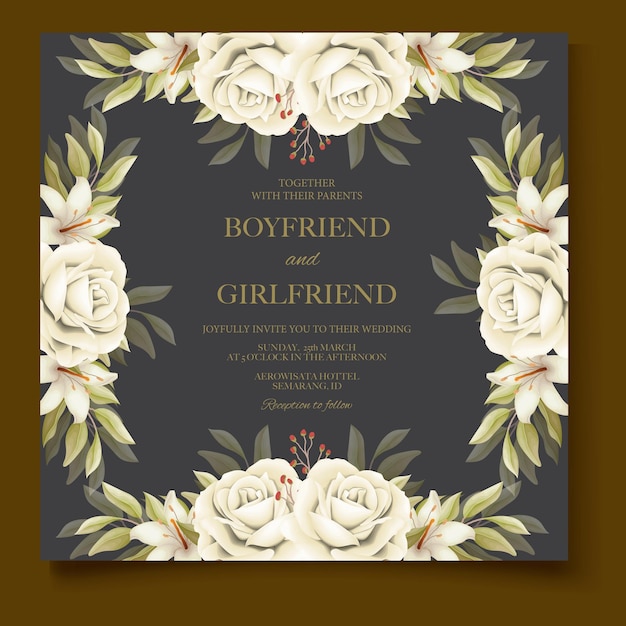 Elegant floral template wedding card