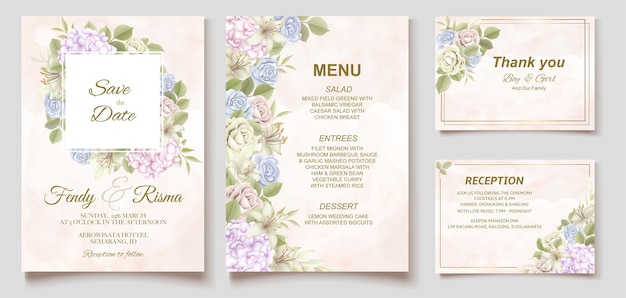 Elegant floral template wedding card