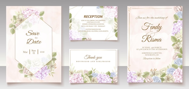 Elegant floral template wedding card