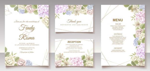 Elegant floral template wedding card