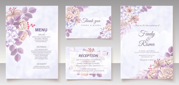 Elegant floral template wedding card