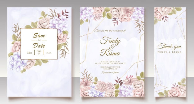 Элегантный цветочный шаблон свадебной открытки