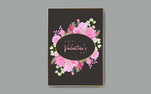 Elegant floral valentines day poster template