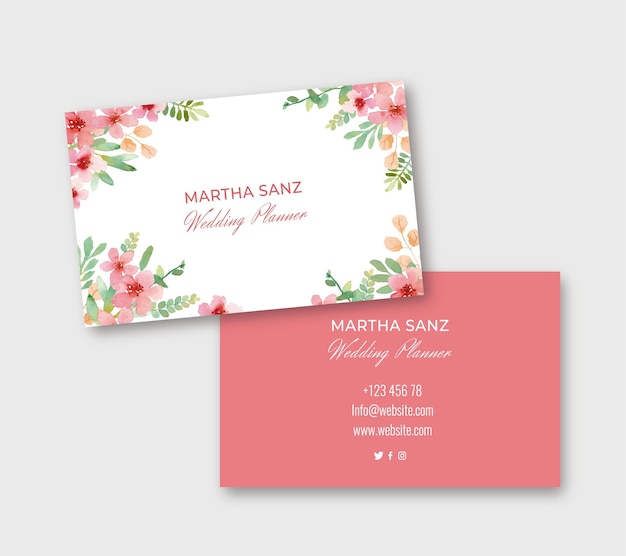 Vector elegant floral watercolor business card