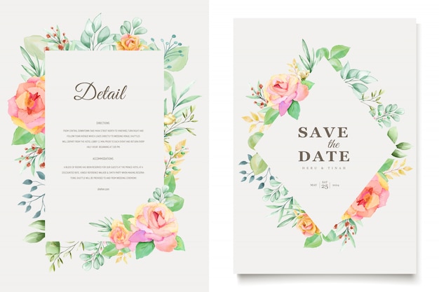 elegant floral watercolor wedding invitation card