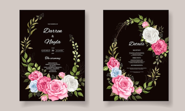 Elegant floral wedding card template design