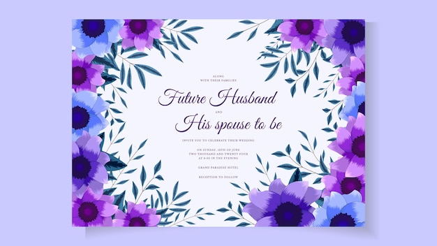 Elegante set di biglietti d'invito per matrimonio floreale cornice e bordo floreali
