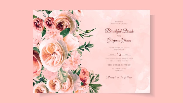 Elegant floral wedding invitation card set flower frame and border