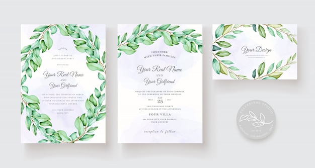 Elegant floral wedding invitation card set