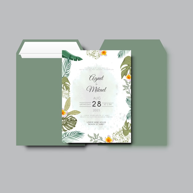 elegant floral wedding invitation card template