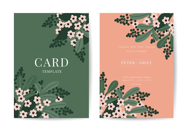 Elegant floral wedding invitation card template