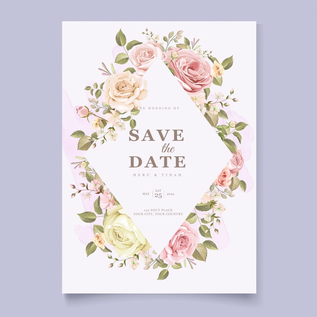 Modello di carta di invito matrimonio floreale elegante