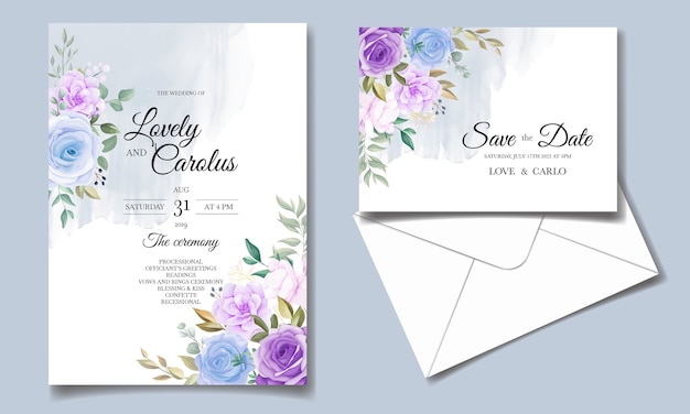 Elegant floral wedding invitation card template