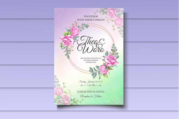 Elegant floral wedding invitation card template