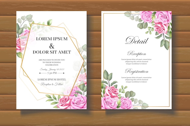エレガントな花の結婚式の招待カードのテンプレート