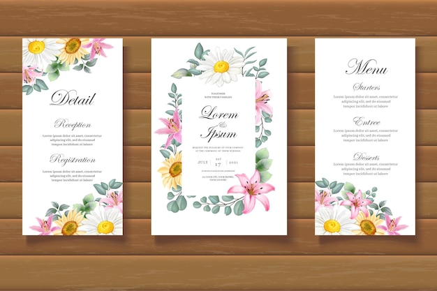 Elegant floral wedding invitation card template