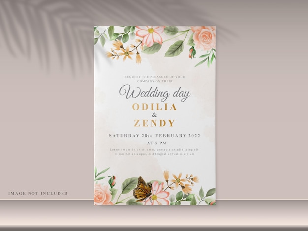 Elegant floral wedding invitation card templates