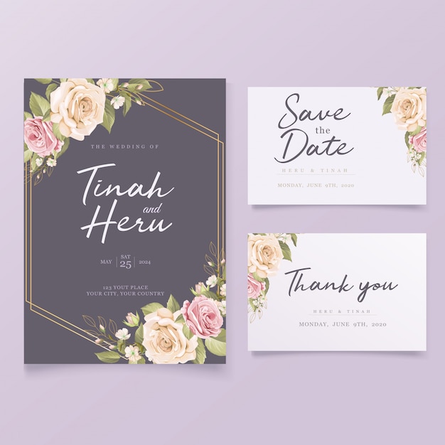 Vector elegant floral wedding invitation card