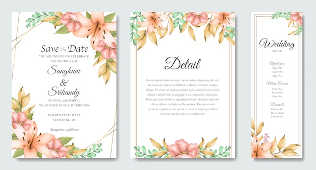 Elegant floral wedding invitation card