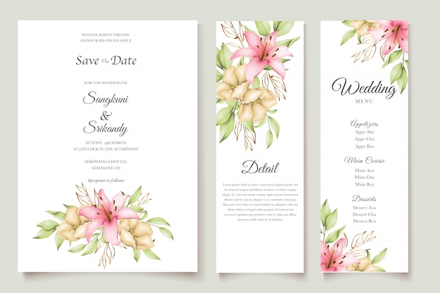 Elegant floral wedding invitation card