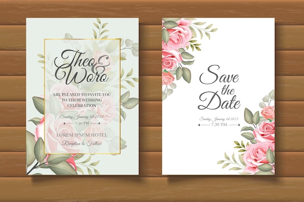 Elegant floral wedding invitation card