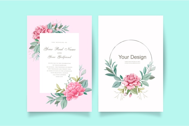 Elegant floral wedding invitation set template