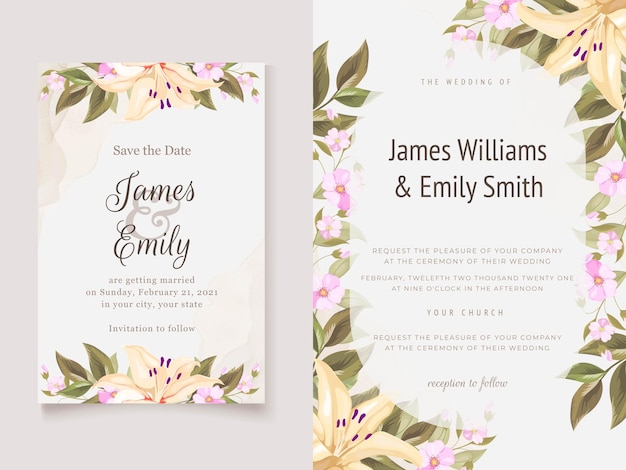 Elegant Floral Wedding Invitation Template Design