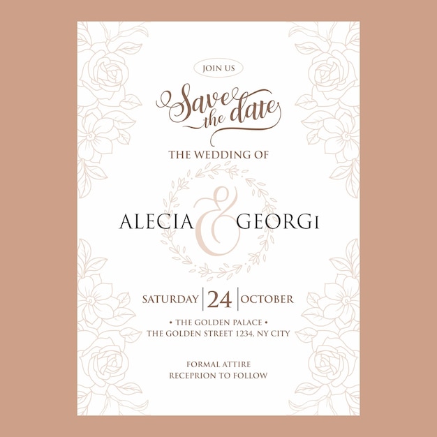 elegant floral wedding invitation template