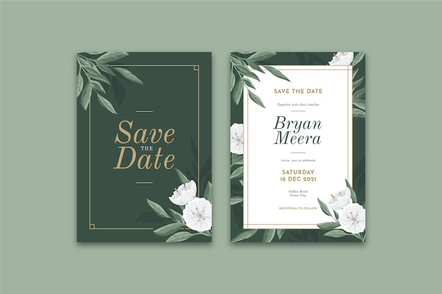 Elegant floral wedding invitation template