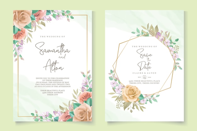 Elegant floral wedding invitation template