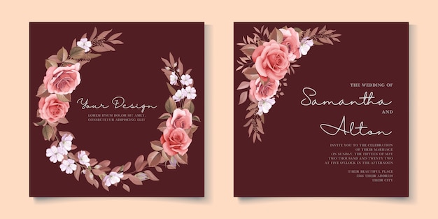 Elegant floral wedding invitation template