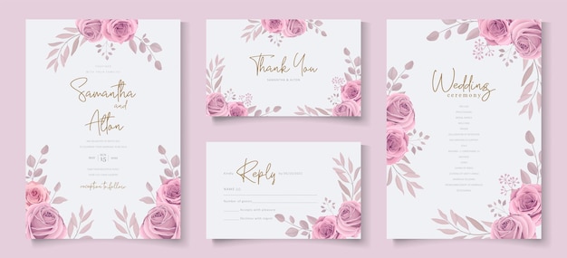 Elegant floral wedding invitation template