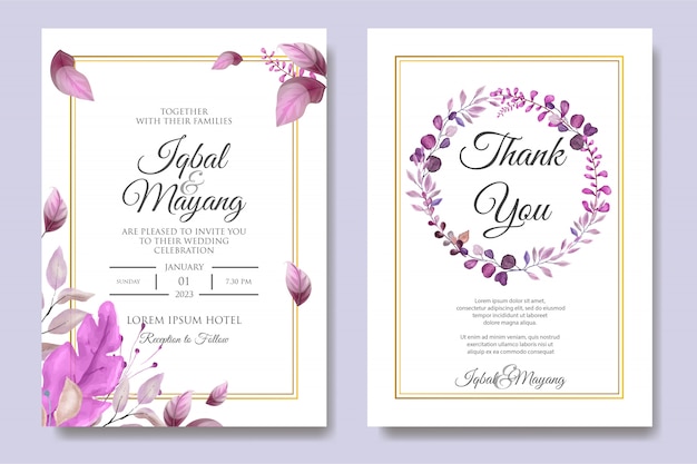 Elegant floral wedding invitation template