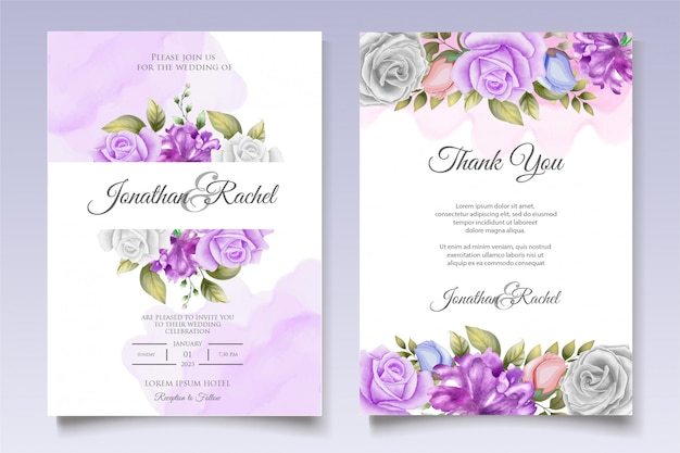 Elegant floral wedding invitation template