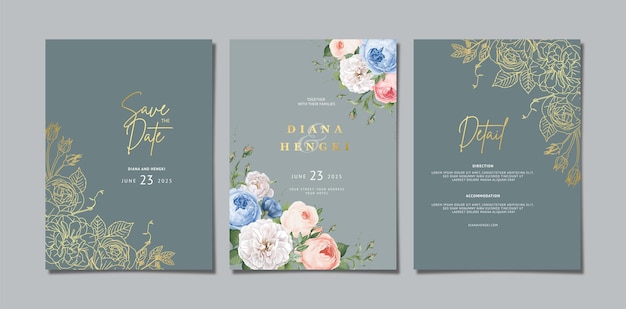 Elegant floral wedding invitation