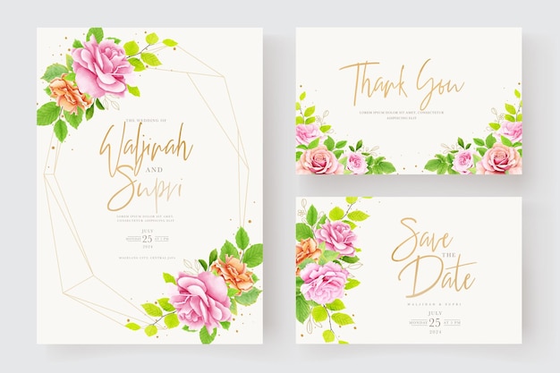 elegant floral with soft color wedding card set