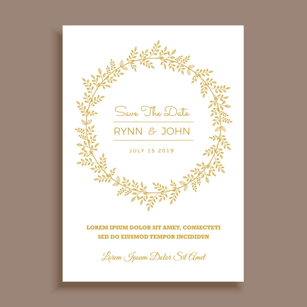 Elegant floral wreath wedding invitation