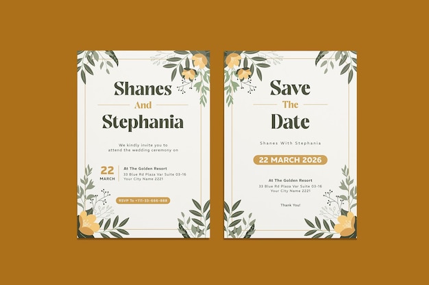 Vector elegant floria wedding invitation template