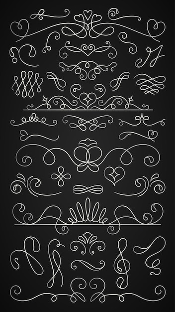 elegant flourishes and swirls on a dark background