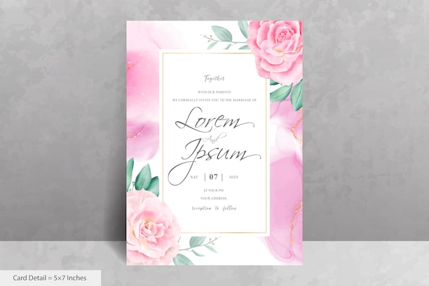 Elegant Flower and Eucalyptus Frame Wedding Invitation Card Template