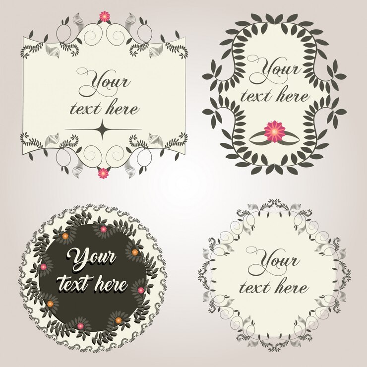 Vector elegant flower frame set