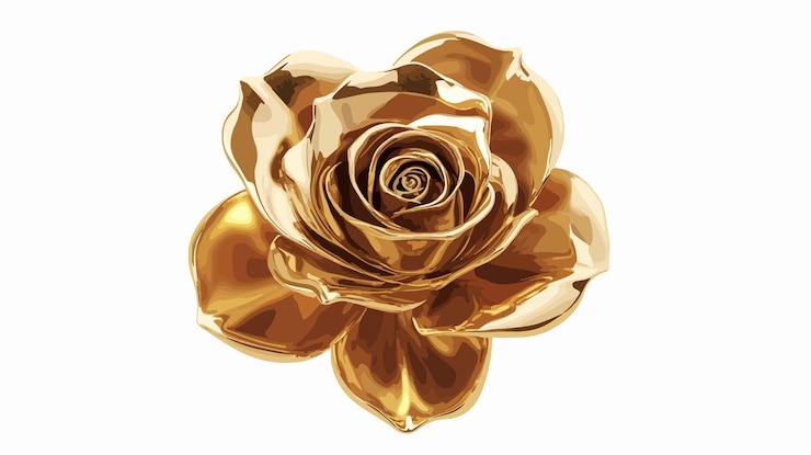 Vector elegant flower gold rose jewelry wide angle centered composition