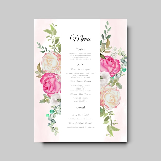 Vector elegant flower and leaves wedding invitation card