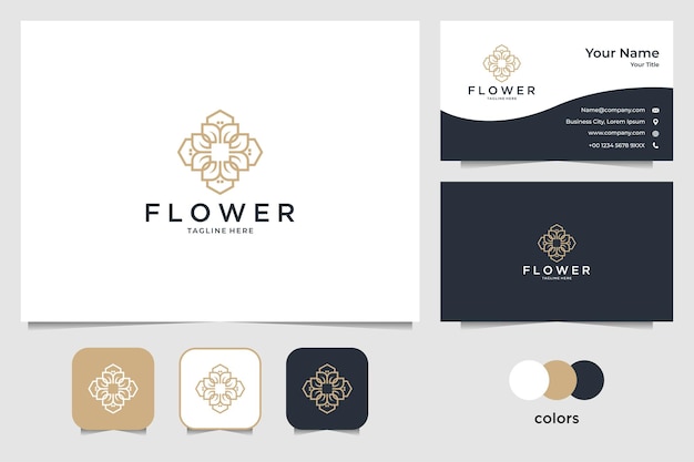 Design elegante del logo del fiore e biglietto da visita